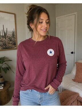 Converse All Star Long Sleeve T-Shirt – Burgundy – Women's XS